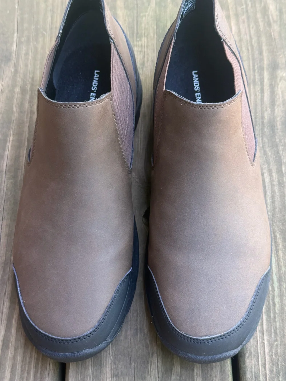 Lands' End Men's Brown All Weather Slip On Shoes Size 10.5 NWOT